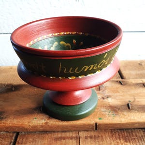 Norwegian Handmade Candy Pedestal Bowl Handpainted Norwegian Folk Art Rosemaling Nordic Craft One-of-a-kind Gift