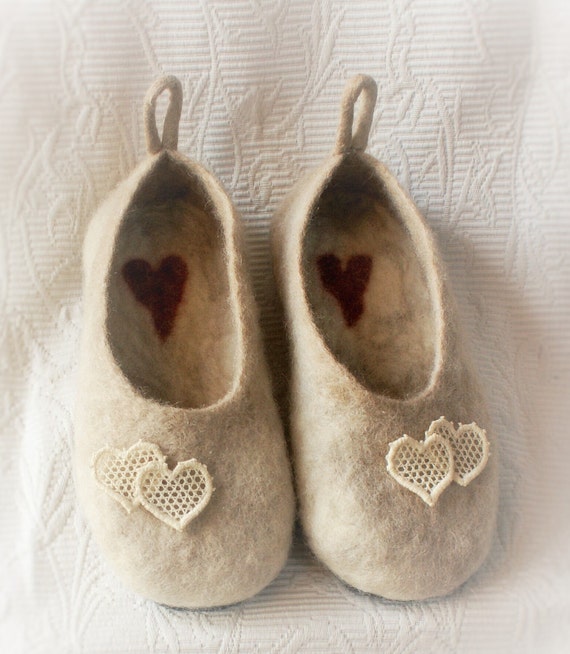 Eco Norwegian Wool Felted Slippers Embroidered