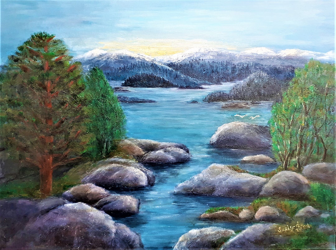 Norwegian Scandinavian Landscape Fine Art Print Postard Signed Nordic ...