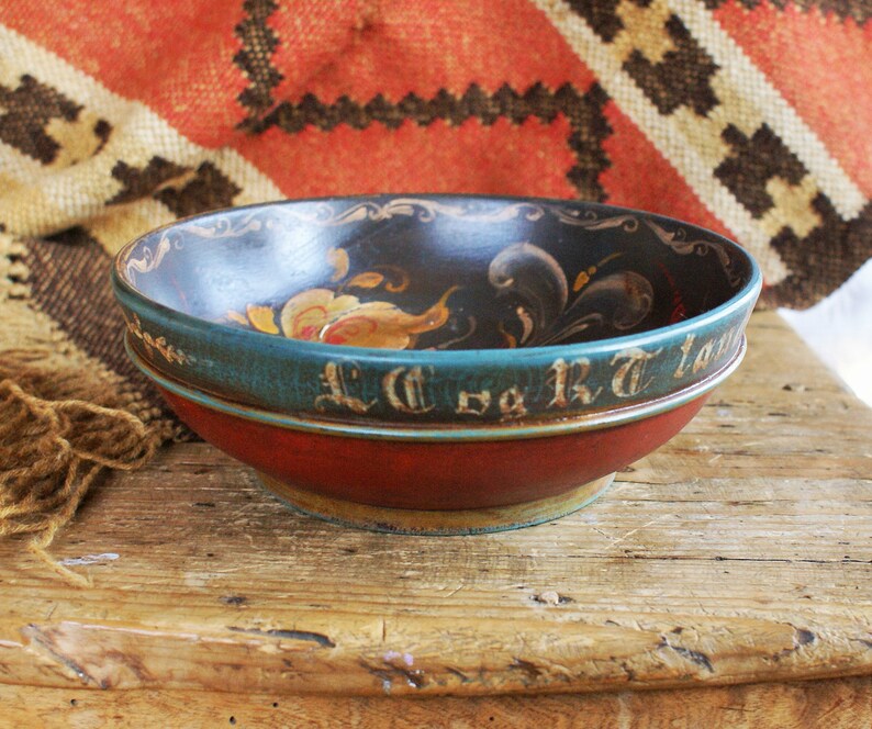 Norwegische Ale Schale Rosemaling Vintage Holz Bier Sch U00fcssel