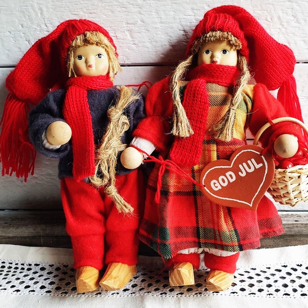 Scandinavian Santa Dolls Vintage Norwegian Nordic Christmas Heart "God Jul" Gift Free Shipping from Norway