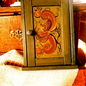Handpainted Rosemaling Key Cabinet: Norwegian Folk Art, Vintage 1980s