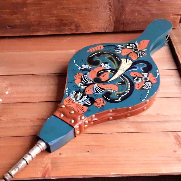 Norwegian Vintage Fireplace Bellow Scandinavian Fireplace Blower Folk Art ROSEMALING Housewarming Christmas Gift Free Shipping from Norway