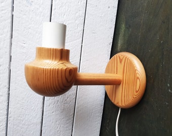 swedish Vintage IKEA Pinewood Sconce: Swedish Minimalist Wall Light
