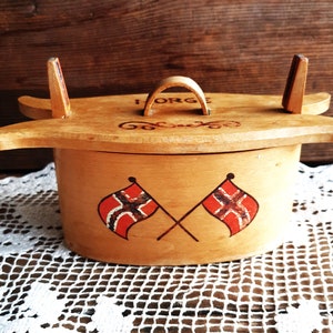 Norwegian Handcrafted Bentwood TINE Box Scandinavian Antique Nordic Folk Art Collectibles Rustic Cottagecore gift