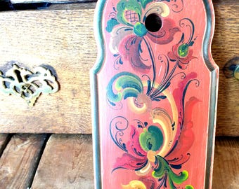 Tabla de quesos y pan escandinava, bandeja, decoración de pared, arte folclórico nórdico vintage, rosemaling, regalo único de Noruega, descuento del 25 % en icheckout