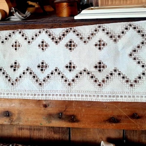 Hardanger Norwegian Embroidery Vintage   Centerpiece Scandinavian Folk Art Crafsmanship Cottagecore Rustic Nordic Gift recive Discount - 25%