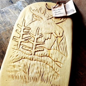 Scandinavian ECO Natural Home Birch Wood Carving cutting board Moose Decor  Serving Board Bread Cheese Serving Board Shipping from Norway