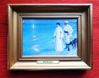 Danish Art P. S.Krøyer Vintage framed  Reproduction on canvas for home museum