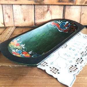 norwegian  dough Trough Handpainted Norwegian Folk Art Rosemaling Rosepainting Nordic Wood Dish Dough Bowl Shipping from Norway