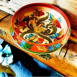 Norwegian vintage Ale Beer Bowl handpainted folk decor Rosemaling Shipping from Norway
