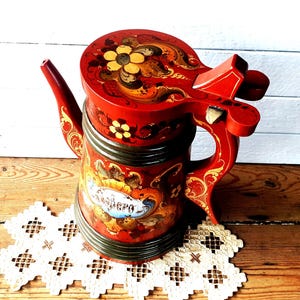 Norwegian handcrafted vintage Bentwood Spout Jug Nordic Vintage  Tankard Folk Art Rosemaling One-of-a-kind Rustic Gift  shipping from Norway