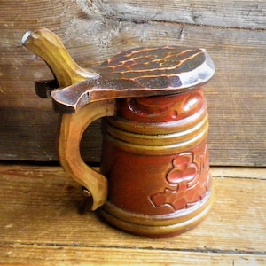 Scandinavian Handcarved Bentwood Vintage Beer Mug Nordic Folk Craft Rustic Cottagecore Vintage Gift