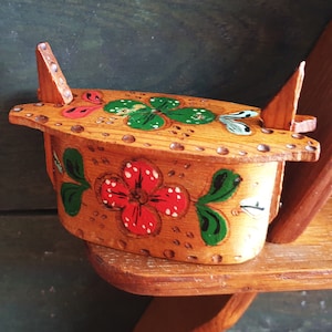 Scandinavian Tine Box Handcrafted Vintage Norwegian Nordic Folk Art Woodwork One-of-a-kind Gift