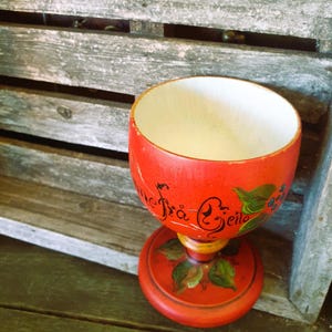 Norwegian Antique Cup with pedestal Wine Goblet Wood Cup Handcrafted in Norway  Scandinavian farmhouse Nordic Folk Art Rosemaling Gift