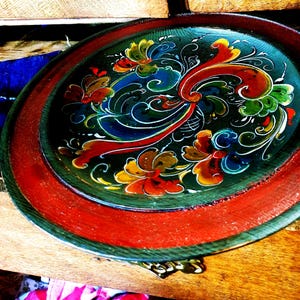 norwegian handcrafted   serving tray . folk decor Rosemaling shipping from Norway one of a kind Gift