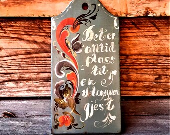 Handpainted Rosemaling Wooden Board Scandinavian Folk Art Decor  Cottagecore Rustic Gift from Norway recive Discount - 25% in checkout