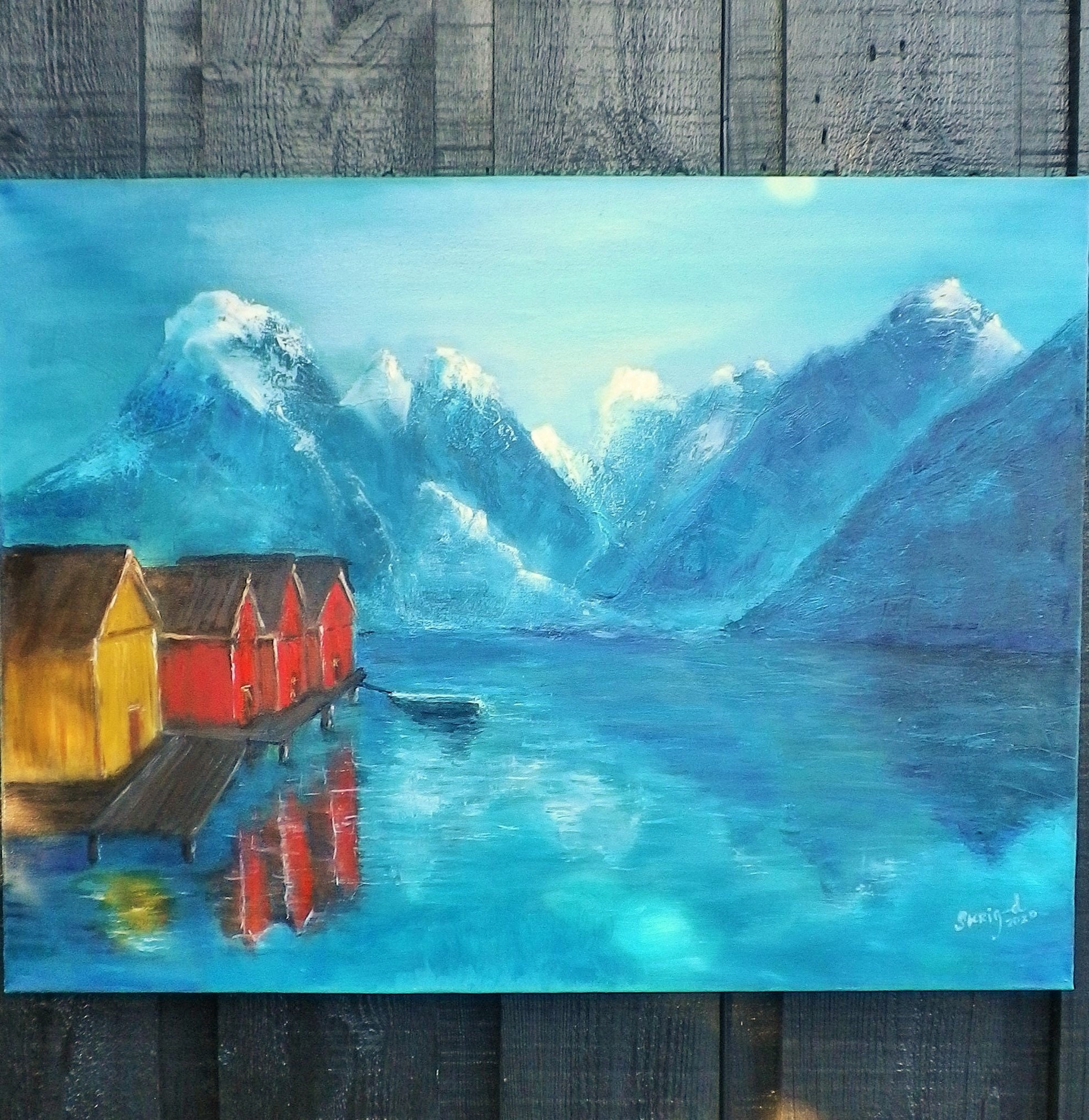 Norwegian Fjord Oil Painting Canvas Mountains Landscape Etsy UK