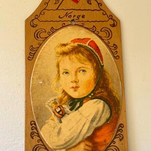 a pair of Norwegian wall Decor-Board Folk Costume &quot;Bunad&quot; Vintage Wood Handmade in Norway Collectibles Unique Gift