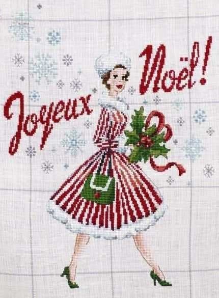 French merry christmas-cross stitch pattern-instant download