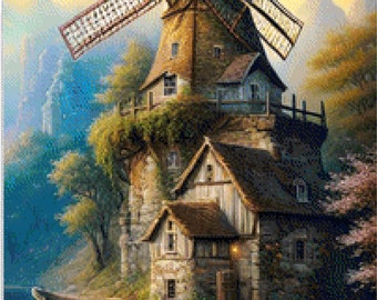 Windmill 2.-cross stitch pattern-instand download PDF file