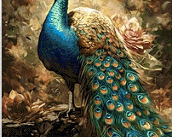 Peacock-cross stitch pattern-instant download PDF file,xls&#39; file