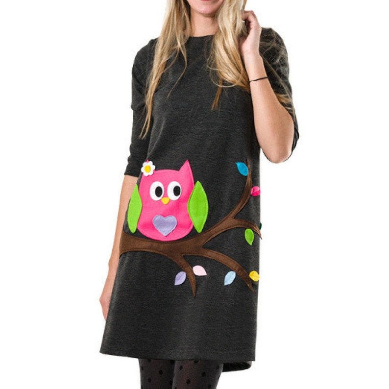 Women Dress, Owl Women Dress, Owl Dress for Women, Winter Clothing
