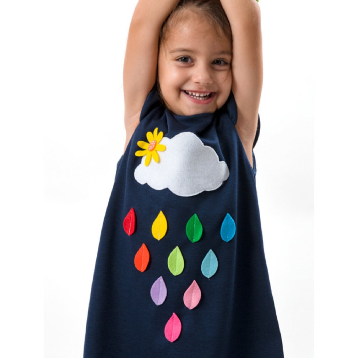 Rainbow Girls Dress Rainbow Dress Raindrops Dress Girls Etsy