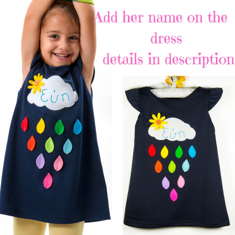 Regenbogen Mädchen Kleid, Regenbogen Kleid, Regentropfen Kleid, Mädchen