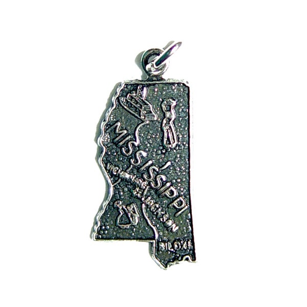 Mississippi State Map Charm - Vintage Travel Map Souvenir Charm - Very Well Detailed Ole Miss Charm by Fort