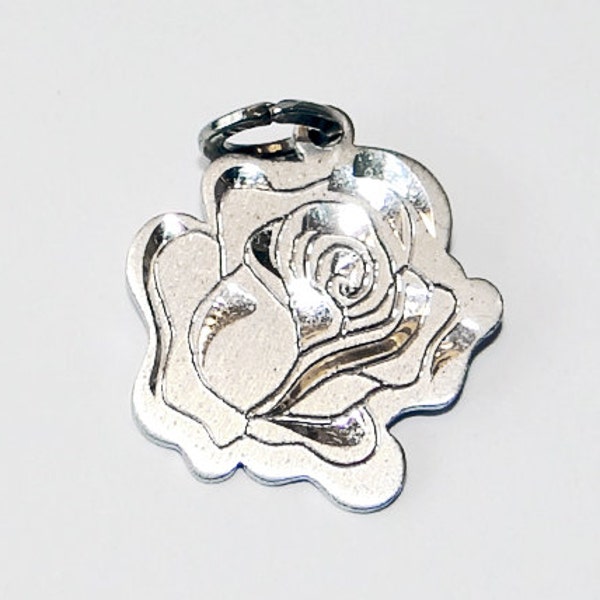 Sterling Beau Rose Charm - Vintage Silver Flower Charm - Floral Jewelry