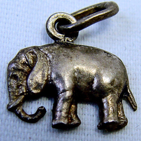 Sterling Elephant Charm - Vintage by Beau - Good Luck  Pachyderm - Lucky Upraised Trunk