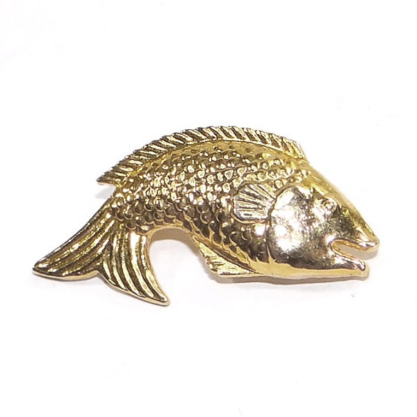 Gold Tone Fish Brooch - Unsigned Vintage Fish Pin - Beauty for the Aquarium Lover - Fisherman's Brooch