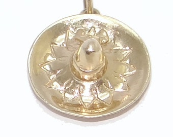 14k Sombrero Charm - Vintage Mexican Hat - Yellow Gold Cap for Charm Bracelet - Celebrate Cinco de Mayo with Gift for Mom