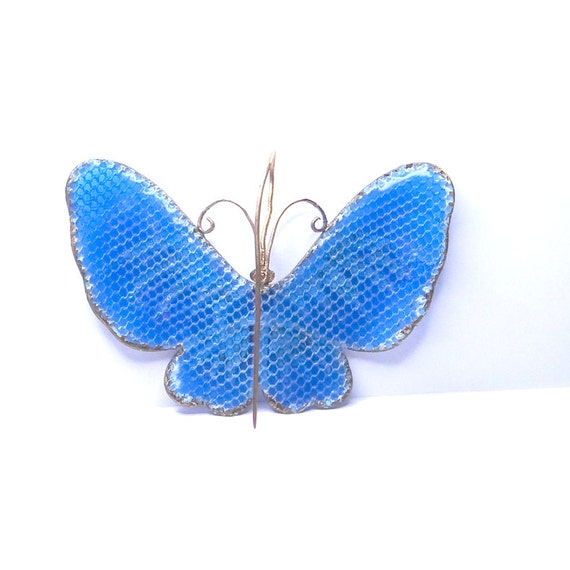 Blue Enamel Butterfly - Plique a Jour Enamel - Vi… - image 4