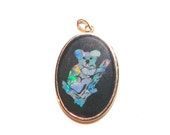 14k Opal Koala Pendant Vintage14k Yellow Gold Inlaid Australian Opal Mosaic