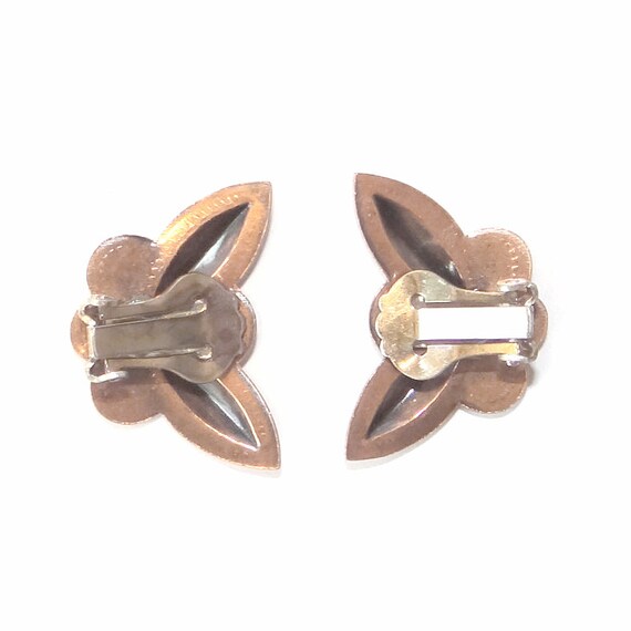 Copper Butterfly Earrings - Vintage Southwest Cli… - image 3