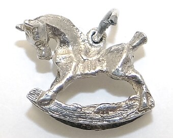 Sterling Rocking Horse Charm - Vintage Child's Toy Horse - Silver Pony Charm from England