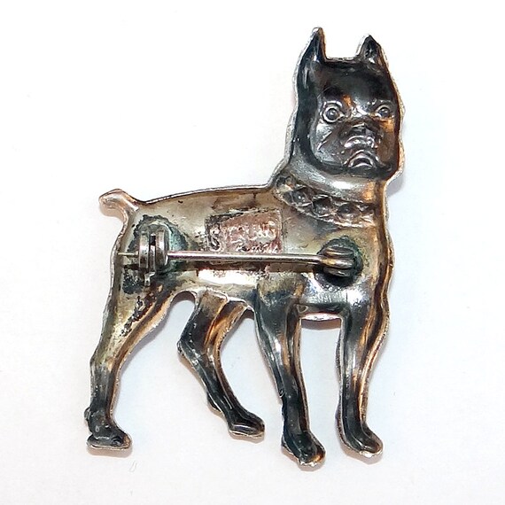 Sterling Lang Boxer Brooch - Vintage Crop Ear Box… - image 4