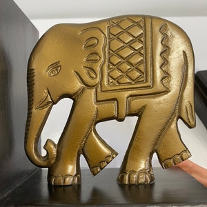 Set of 2 Vintage Resin Elephant Bookends Book Ends India