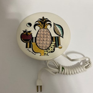 Vintage Mid Century MCM George Briard Electric Round Hot Plate Warmer Trivet Pineapple Fruit Leaf Desi