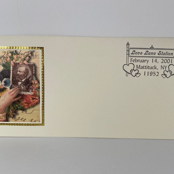 Valentine's Day February 14, 2001 Cachet Envelope Love Stamp Mattituck Long Island New York Fabric Graphic Seal