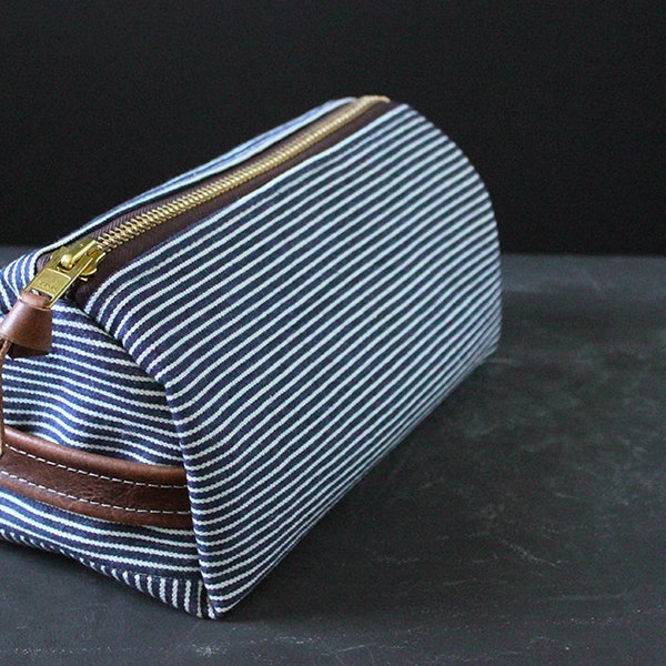 on sale. Fat Zipper Dopp Kit. Railroad Denim.