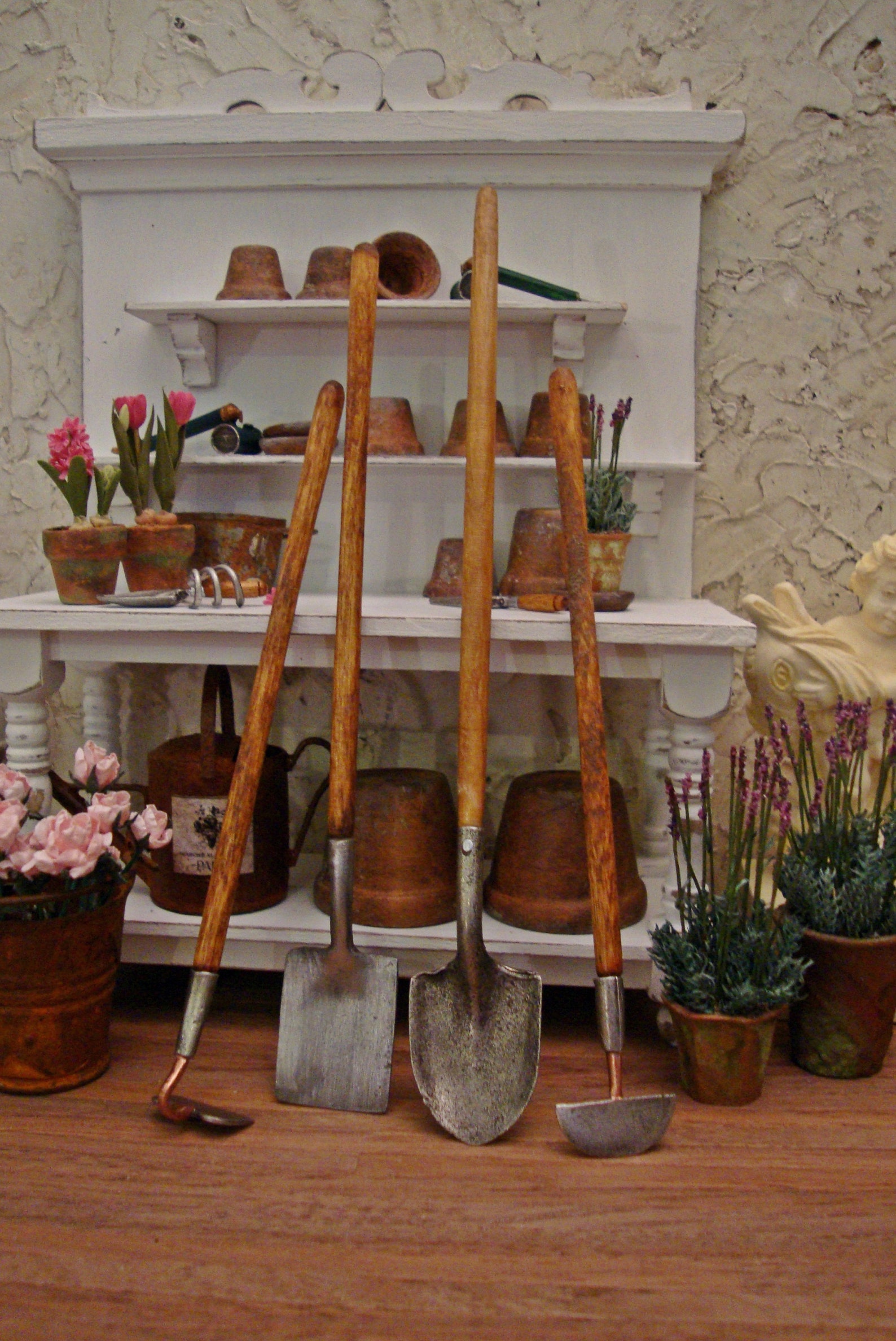 Set 4 Antique Style Garden Tools 112 Scale Miniature Etsy