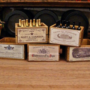 Aged Wine Crates ~ 1:12 Scale Miniature Dollhouse Accessory