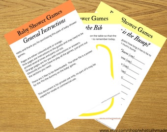 Baby Shower Games Printable Yellow PDF
