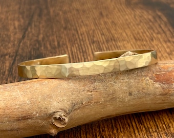 18k Gold Cuff Bracelet. Solid Gold Cuff. Hammered Gold Cuff. Recycled Gold Jewelry