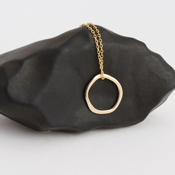 Gold Circle Pendant Etsy