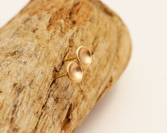 14k Solid Gold Stud Earrings. Round Small Gold Studs. 14k Gold Jewelry Gift Idea.
