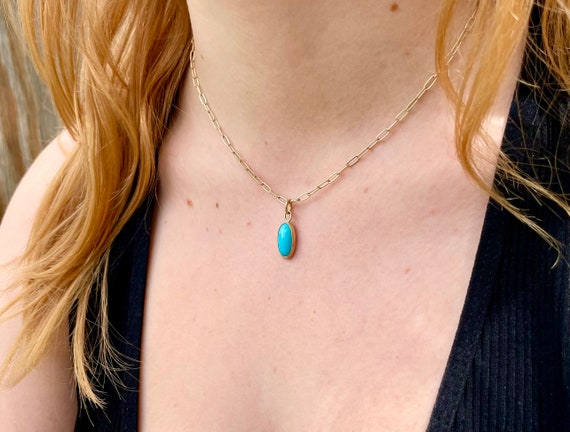 14k gold outlet turquoise pendant
